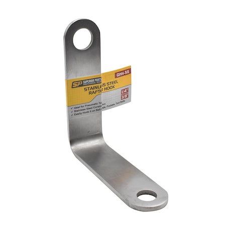 Superior Parts L Shaped Rafter Hook STAINLESS STEEL for Nail Guns with 1/4in & 3/8in NPT Air Fitting GH4-SS